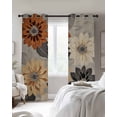 thumbnail image 3 of Burnt Orange Grey Black Flower Blackout Curtains 45 Inches Long for Bedroom, Spring Floral Botanical Thermal Insulated Room Darkening Black Out Window Curtain Panels Grommet Drapes for Living Room, 3 of 8