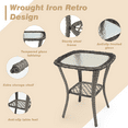 thumbnail image 6 of MELLCOM 5 Pieces Patio Furniture Set, Outdoor Swivel Rocker Patio Chairs, Wicker Patio Bistro Set with Rocking Chair, Thickened Cushions, Glass Coffee Table and Ottomans for Backyard, Garden, Khaki, 6 of 10