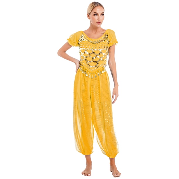Aislor Belly Dance Costume for Women Dancing Top and Lantern Pants