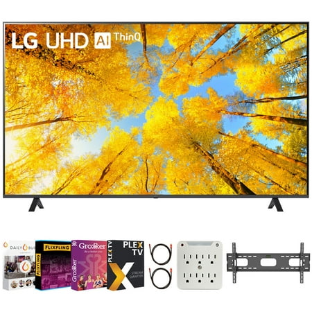 LG UQ7590PUB 70 Inch HDR 4K UHD Smart TV Bundle with Premiere Movies Streaming + 37-100 Inch TV Wall Mount + 6-Outlet Surge Adapter + 2X 6FT 4K HDMI 2.0 Cable