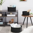 thumbnail image 5 of Wicker Basket, Set of 3 Round Storage Baskets for Organizing, Woven Paper Rope Wicker Storage Basket with Handles, Black Cube Storage Organizer Bins Baskets for Shelves & Decor, Black, 5 of 15