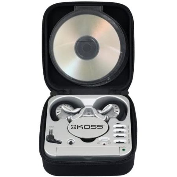 Koss - Stereophones with sport clip portable amplifier with built-in equalizer 3.5mm with carry case retractable cord � silver & black