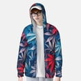 thumbnail image 2 of Disketp Red And Blue Leaves for Men's Sun Protection Hoodie Performance Long Sleeve Fishing Outdoor Lightweight-Small, 2 of 7