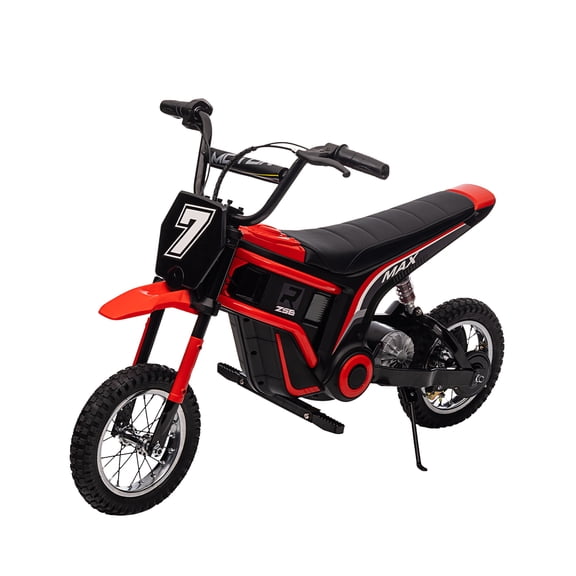 24V 350W Kids Electric Dirt Bike – 3-Speed Modes, Up to 14.29 MPH, Shock Absorbing, Safe Metal Suspension, Off-Road Motorcycle, Max 135 lbs, for Ages 6-14 – Color: Red 9