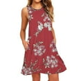 thumbnail image 1 of Robes de Plage Femmes Été Robes d'Été Femmes Plage Floral Sans Manches Robe d'Été Décontractée Poches Robe Bohème Robe T-Shirt Femmes Été Robe Florale pour Femmes Été Robe Bohème pour Femmes, 1 of 5