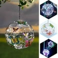 thumbnail image 2 of Paquete de 2 luces de mariposa decorativas para jardín, luces solares para colgar en forma de bola de malla con decoración de mariposas, 2 of 7