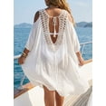 thumbnail image 6 of MOJOGO Women's Beach Cover Up Backless Crochet Lace Cover Up Dress Cold Shoulder Coverups Summer Pool Linen Blend Outfits White Free Size, 6 of 6