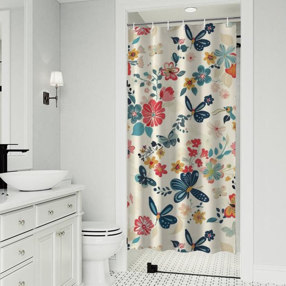Pioneer Flower Floral Print Pattern Shower Curtain 36"x72" ,Bathroom Decorative Shower Curtains Set with 12 Hooks,Modern Waterproof Washable Shower Curtain