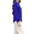 thumbnail image 5 of MODA NOVA Juniors Sweet Ruffle Peter Pan Collar Button up Work Shirts Blue S, 5 of 7