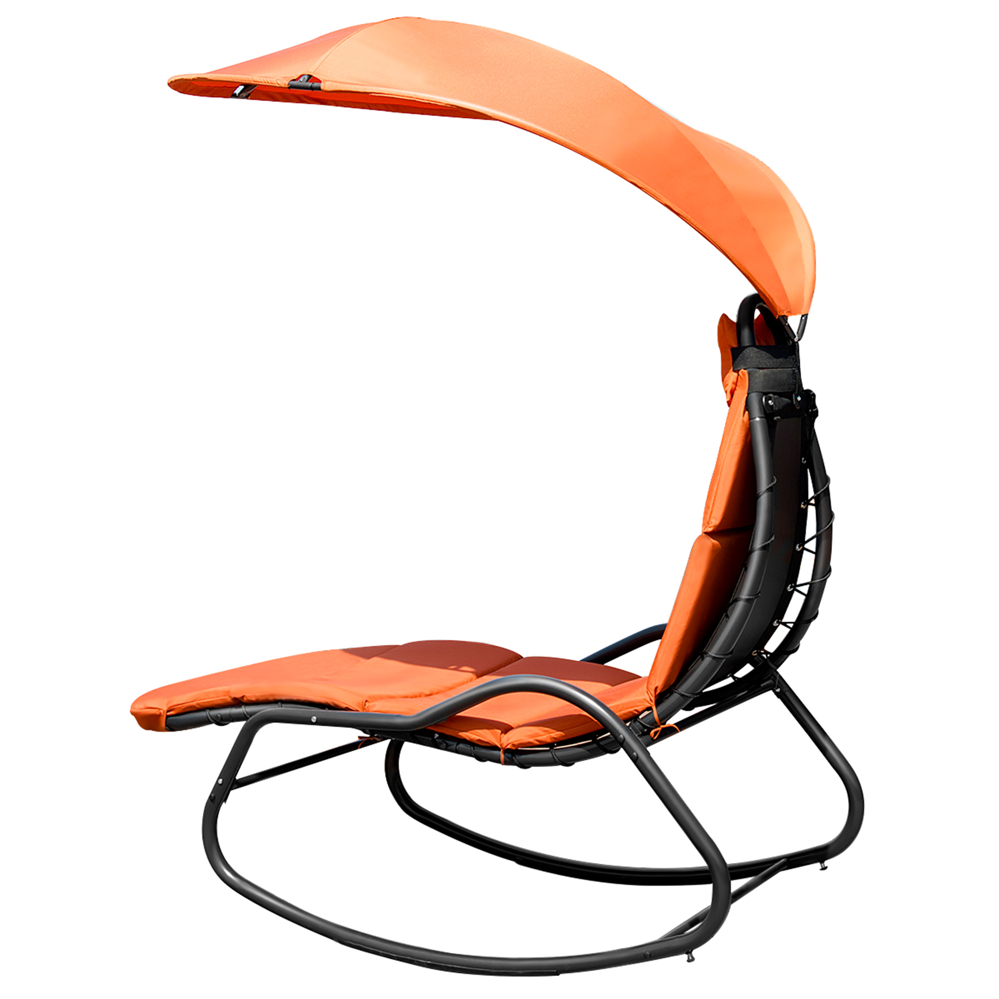 Gymax Patio Lounge Chair Chaise Garden w/ Steel Frame Cushion Canopy Orange - image 4 of 10