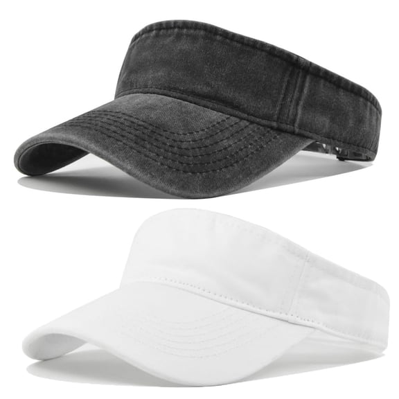 Minzimin 2pcs Vintage Sun Visor Hats for Women Men Cotton Adjustable Sports Empty Top Baseball Sun Caps