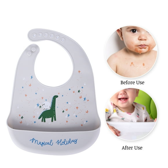 Babero para bebé, babero de silicona con patrón de dibujos animados, toalla para saliva, respuesta rápida