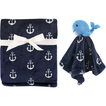 Hudson Baby Boy and Girl Plush Blanket and Security Blanket - Blue