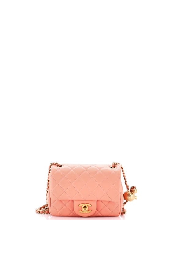 Pre-Owned Pearl Crush Square Flap Bag Quilted Lambskin Mini By Rebag