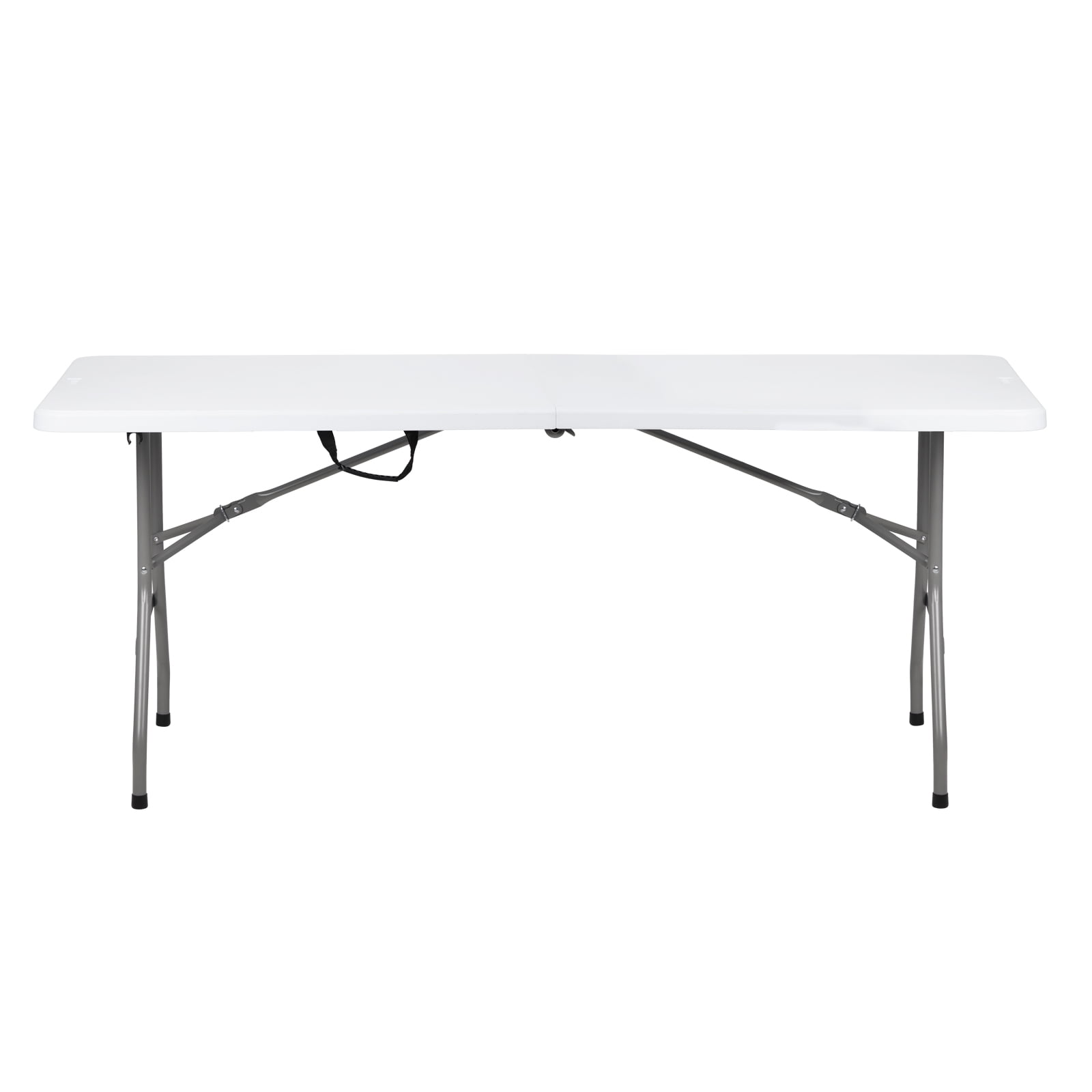 6FT Foldable Outdoor HDPE Long Table Sturdy Steel Frame White Portable Folding Dining Table Space Saving Picnic Camping Party Patio Buffet Activity Table