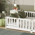 thumbnail image 4 of HOCOMILA Queen Size Floor Bed with Fence, Montessori Floor Bed with Slats and Safety Guardrails, Wood Queen Bed for Teen, White, 4 of 9
