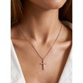 thumbnail image 3 of KeyStyle Rose Gold Plated Cross Necklace for Women Large Cross Pendant Stainless Steel Chain Religious Christian Jewelry Faith Gift, 3 of 10