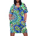thumbnail image 1 of Vestido de fiesta de mosaico marroquí para mujer patrón marroquí azulejo árabe bolsillo suelto vestidos de ceremonia de verano, 1 of 6