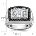 thumbnail image 3 of 14K White Gold Ibgoodman Men's Polished And Textured 1 Carat Black Diamond Cluster Ringsize 10 (Width 16.48) - Jbsp, 3 of 5