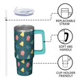 thumbnail image 3 of Green 30oz Xmas Tumbler with Lid and Straw, Santa Claus Stainless Steel Insulated Cup Gifts for Home Travel, 3 of 5
