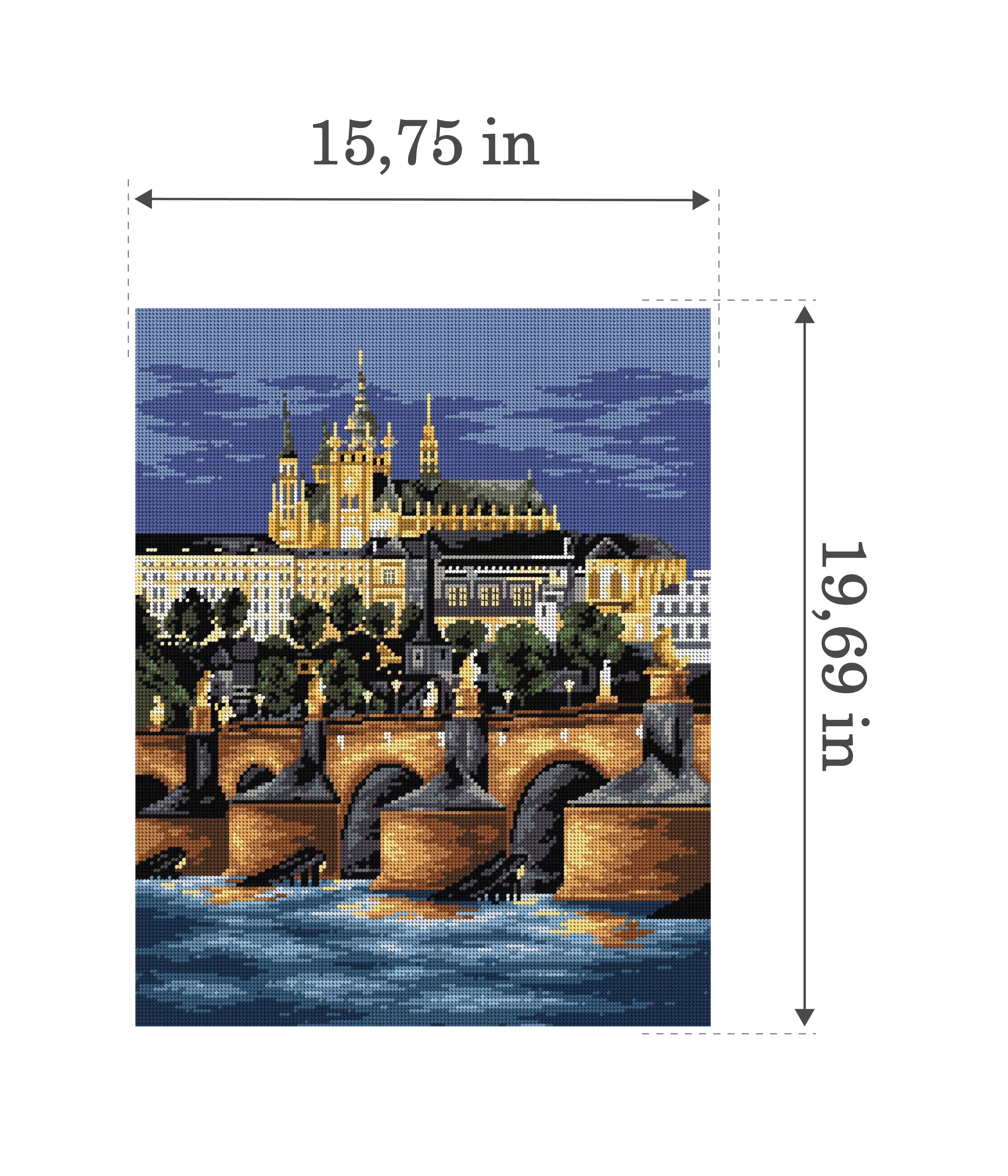 Gobelin canvas for halfstitch without yarn Charles Bridge in Prague 2504M