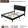 thumbnail image 2 of Zerduos Full Size Bed Frame with Headboard, Fully Upholstered Mattress Foundation Bedframe, Wooden Slats Support, No Box Spring Needed, Black, 2 of 7