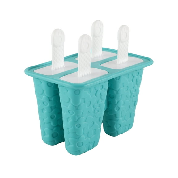 Embossed Flower Silicone Ice Pop Molds-4 Teal