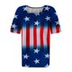 thumbnail image 3 of Fiudx Ofertas y Liquidaciones Camiseta Plisada con Cuello Estampado de Manga Corta Del Día de La Independencia para Mujer, 3 of 3