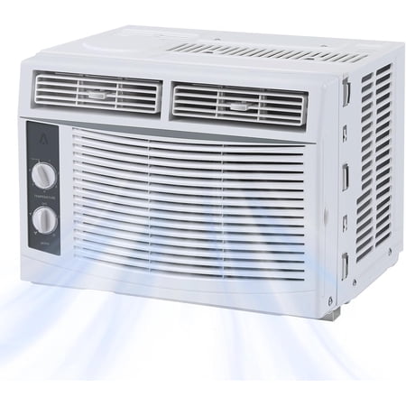 Efficient & Quiet Window Air Conditioner, 5000 BTU AC Unit for Rooms up to 150 Sq.Ft, Easy Manual Controls, Washable Filter, Simple Installation