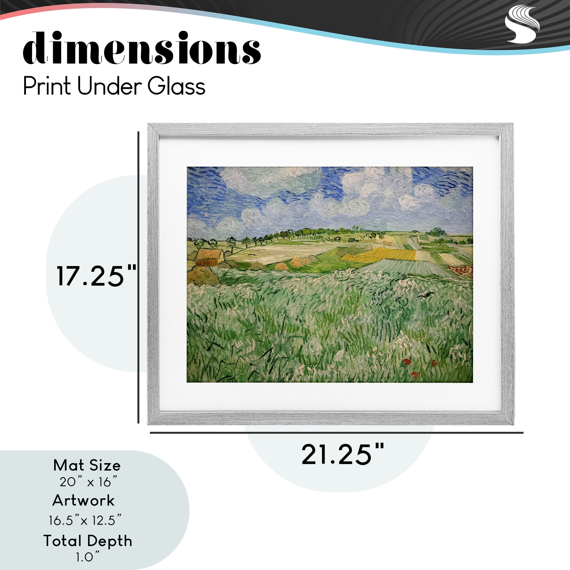 Stupell Industries Plain Near Auvers Painting Gray Framed Print Under Glass, design by Vincent Van Gogh