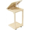 thumbnail image 6 of Modern C Shaped Table with Wheels, 2 Tier Small End Table Side Table for Couch Reading Desk with Storage Adjustable Desktop for Living Room Bedroom (Wood), 6 of 9