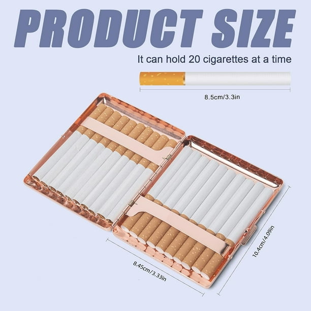 Classic Retro Metal Cigarette Case/Credit Card Holder - Women's and Men's,  Portable Cigarette Box for 18-20 100mm Cigarettes (Rose)