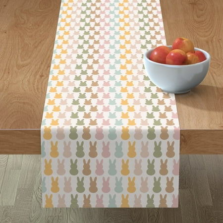 

Cotton Sateen Table Runner 90 - Boho White Rabbit Bunny Spring Bohemian Earth Tone Print Custom Table Linens by Spoonflower