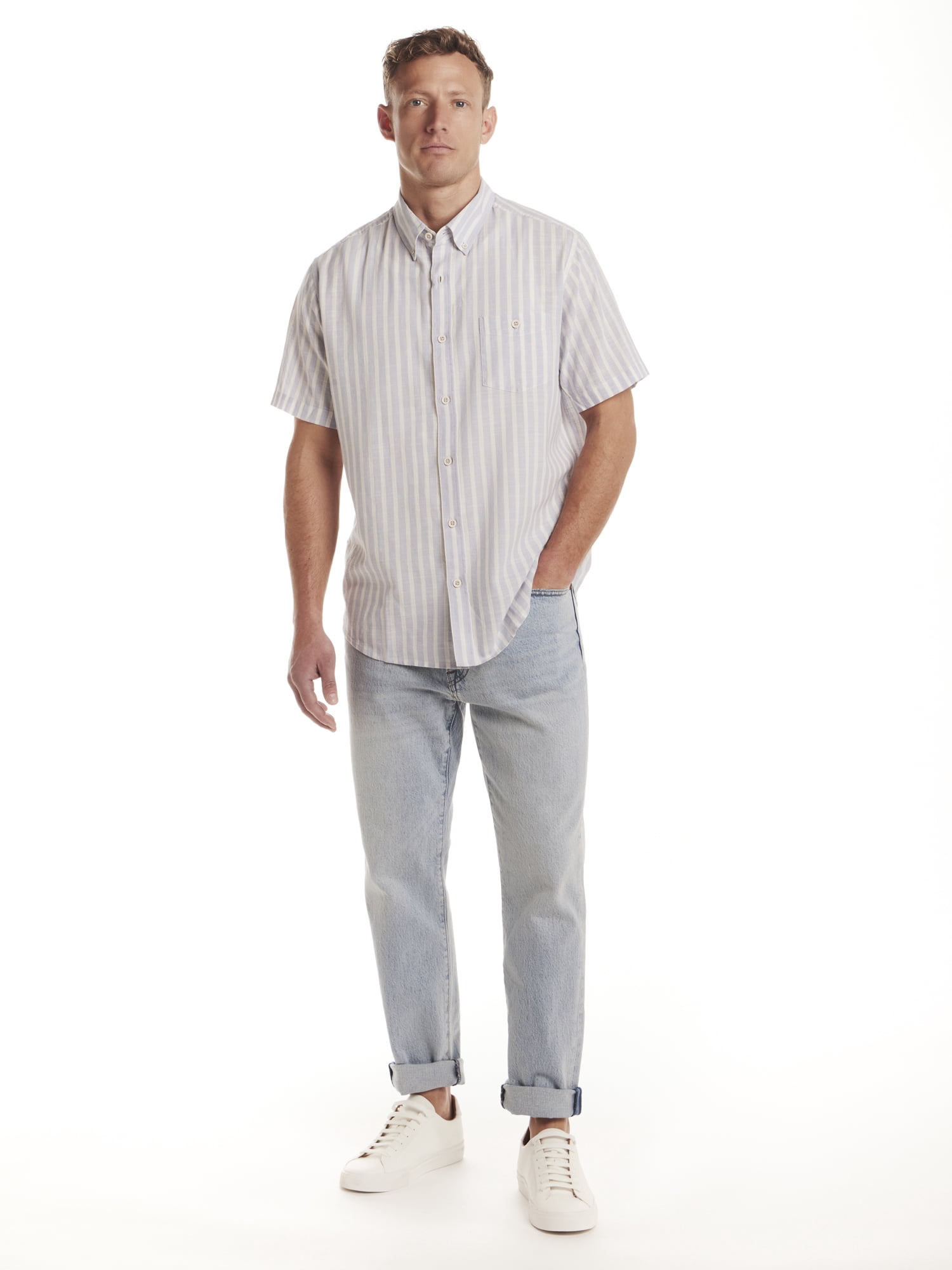 Frontier Threads Men's Striped Short Sleeve Buttondown Shirt