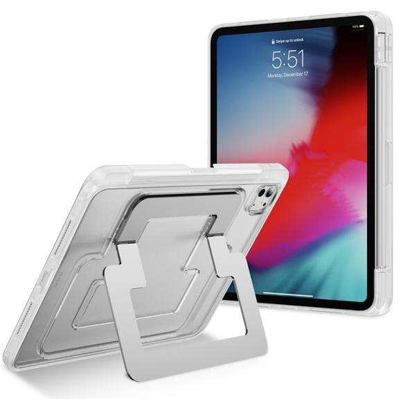 ELEHOLD Rugged Case for iPad Pro 11-inch (M5) 2025/(M4) 2024 , Built-in Pencil Holder, Multi-Angle Stable Stand, Slim Duty Shockproof Protective Kickstand Cover,White