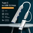 thumbnail image 2 of Usb Type C To USB 3.0 Hub 4 Ports 4-in-1 Docking Station Ultra Slim USB Splitter Plug And Play Compatible With  Pro/Air  Pro  XPS PC Flash Drive, 2 of 6