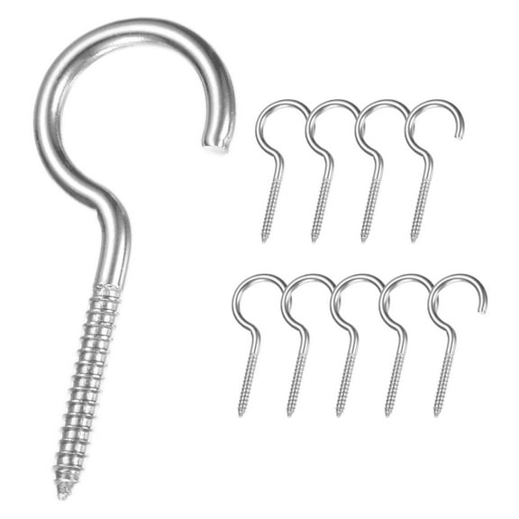 Uxcell 10-Pack Hooks Screw, M3 1.6" 304 Stainless Steel Heavy Self Tapping Eye Bolts Pins Ceiling Hooks [Silver]