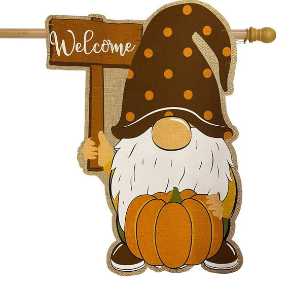 Briarwood Lane Fall Gnome Burlap House Flag