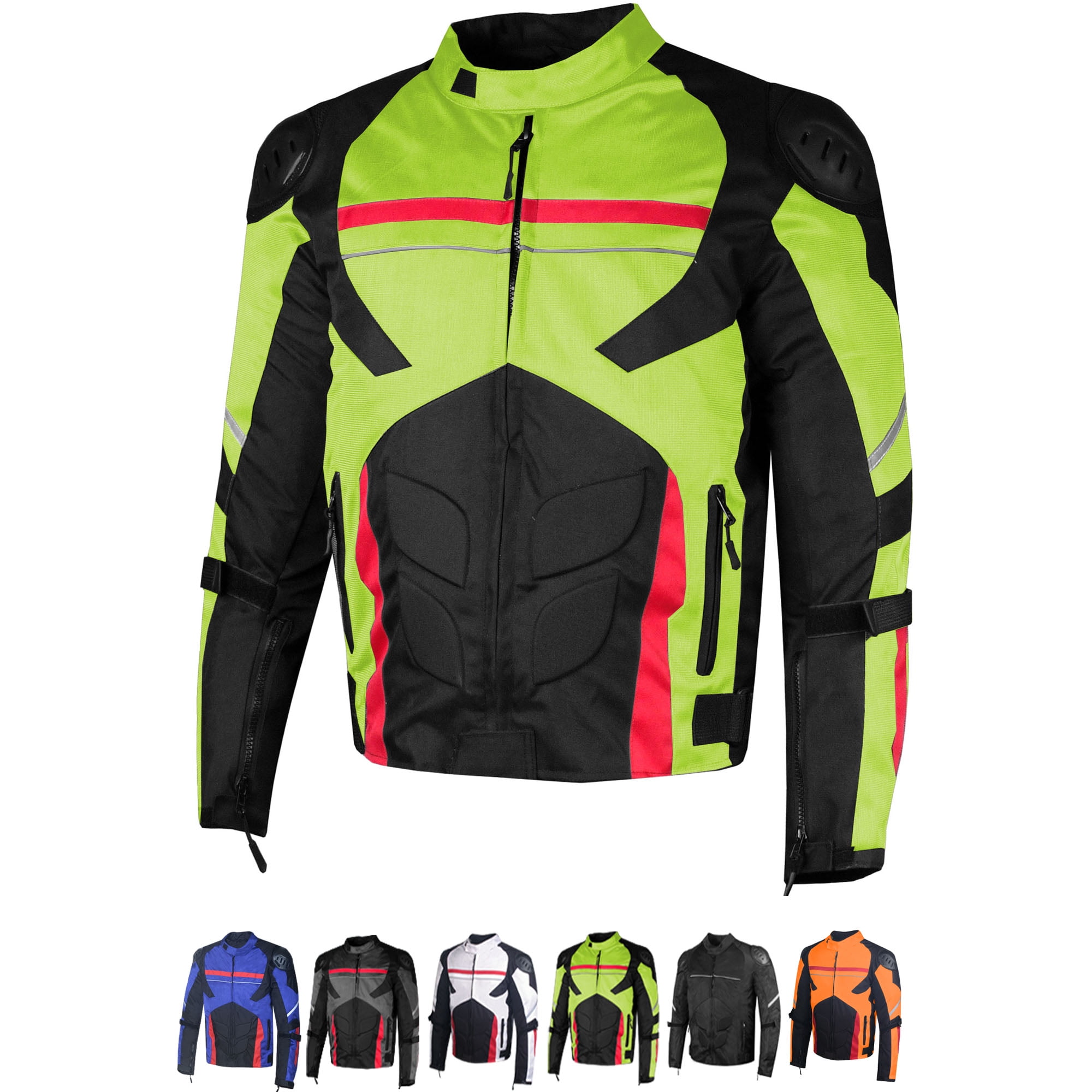AirTrek Men Mesh Motorcycle Touring Waterproof Rain Armor Biker Jacket Hi Vis Green XXL