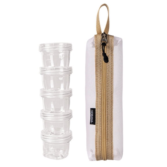 Camping Travel Kits, Travel Holder with Portable Seasoning Storage Bag 5 Seasoning Bottle for Travel
