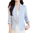 thumbnail image 4 of ZQUUVOU Women Business Blazers with Solid Color Long Sleeve Pocket Suit Jacket (Blue,S), 4 of 5