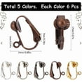 thumbnail image 2 of 1 Box 30Pcs 5 Colors Clip on Earring Converters Earring Clips with Loops Non Pierced Ears Brass Clip-on Earring Converter Findings for Jewelry Making Supplies DIY Women Dangle Earrings Craft, 2 of 6