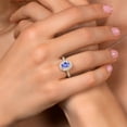 thumbnail image 4 of Gem Stone King 18K Yellow Gold Plated Silver Ring Oval Tanzanite Moissanite (1.80 Cttw), 4 of 5