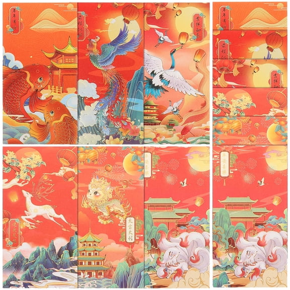 Soimiss 12Pcs Chinese Style Red Envelopes for New Year Celebration with Elegant and Chic Luck Symbols