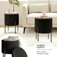 thumbnail image 4 of Hearth & Harbor Ottoman with Storage, Foot Stool Storage Ottoman Round Boucle, Black, 4 of 9