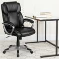 thumbnail image 2 of Flash Furniture Carolyn Mid-Back Black LeatherSoft Executive Swivel Office Chair with Padded Arms, 2 of 12