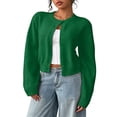 thumbnail image 6 of Dwellite Women's Cardigan Sweater Lightweight Soft Knit Long Sleeve Crew Neck Button Down Dressy Cute Spring Fall Business Casual Work Travel Tops Green S, 6 of 6