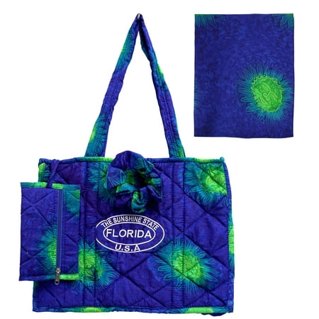 HAPPY BAY Women s Summer Water Resistant Pool Tote Bag with Matching Beachwear Holiday Sarong Wrap One Size Floral Blue