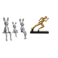 thumbnail image 1 of Figura De Conejo Corredor Familiar, Escultura De Arte Abstracto Moderno, Adorno De Mesa Para Centro De Mesa, Estantería, Decoración De Entrada, 1 of 8