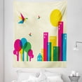 thumbnail image 1 of Colorful Tapestry, Abstract Art Style Flying Origami Hummingbirds Colorful Buildings and Trees Print, Fabric Wall Hanging Decor for Bedroom Living Room Dorm, 5 Sizes, Multicolor, by Ambesonne, 1 of 1